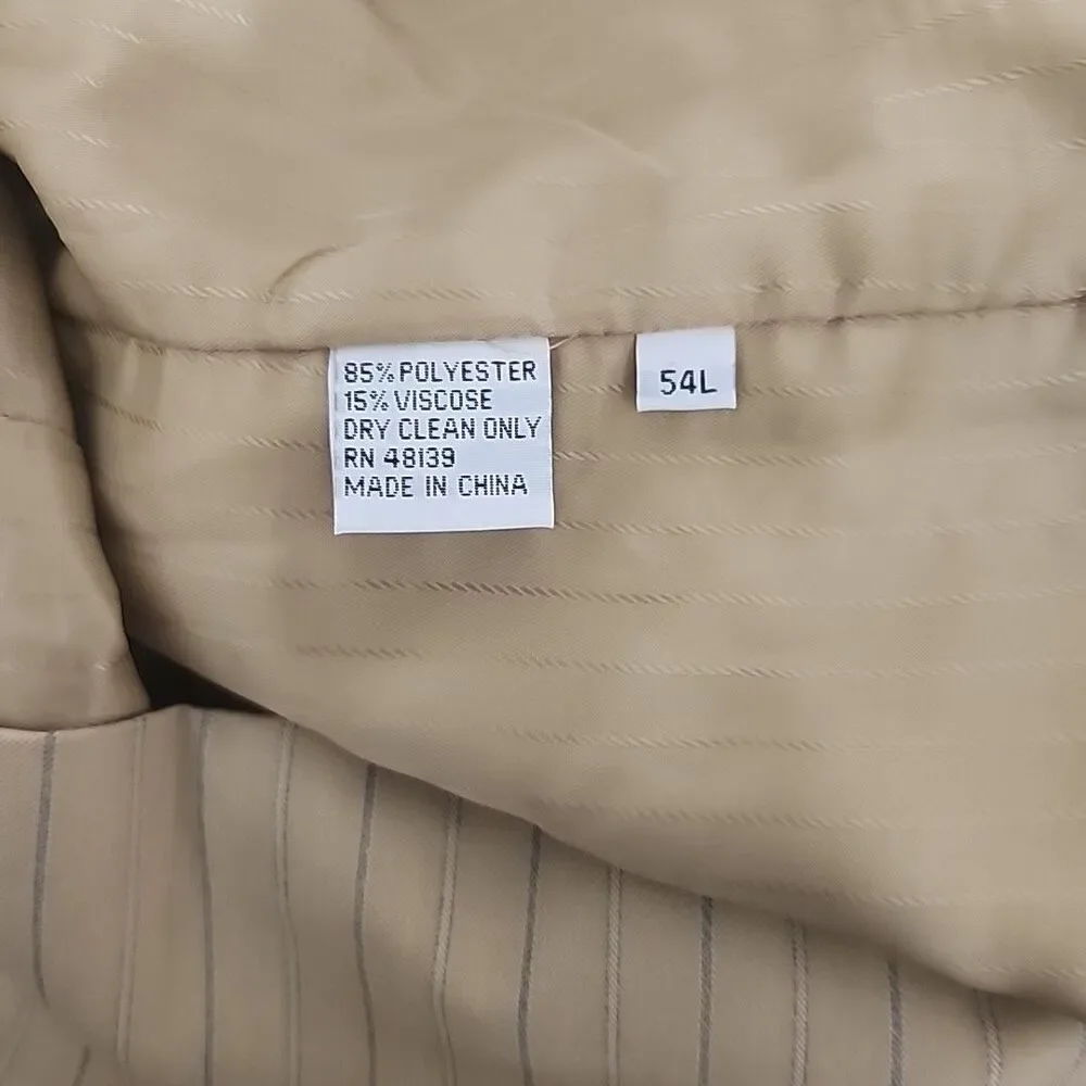 Suit Soprano Men's Tan 3 Piece 2XL-54L / 49L Pleated Front Pants Poly/Viscose